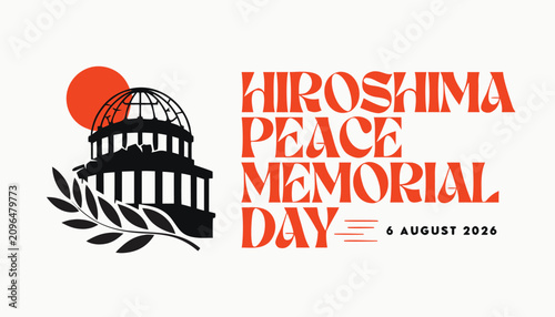 Foto Hiroshima peace memorial day graphic design with orange and black colors