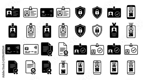 Fotografie Corporate identification and cybersecurity vector icon collection featuring empl