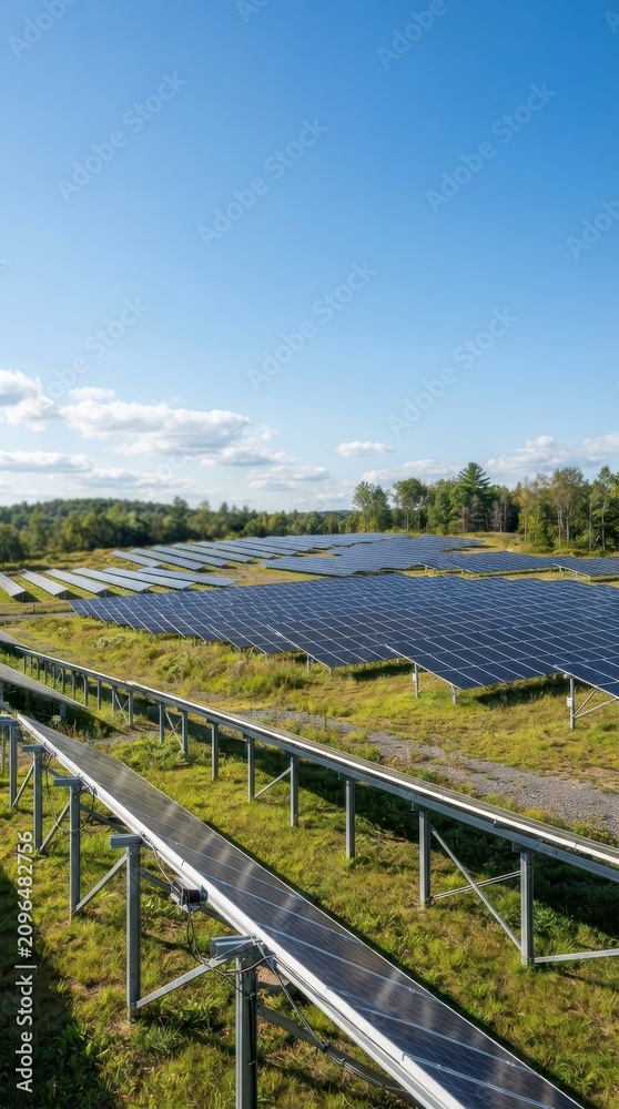 Fototapeta premium Solar panel field in a rural landscape