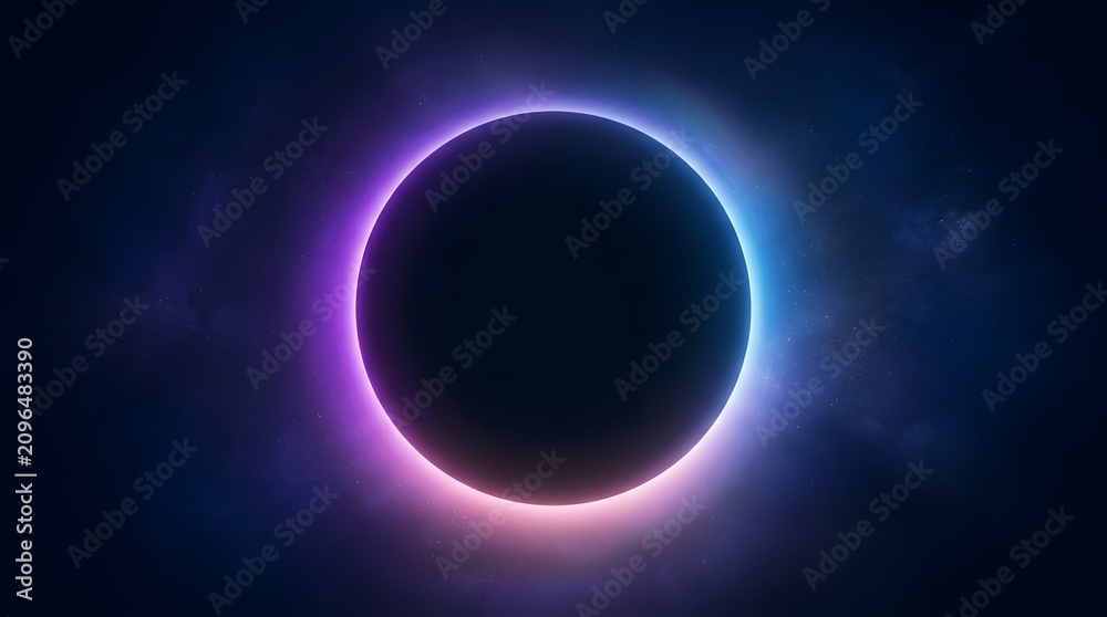Obraz premium Dramatic solar eclipse with corona flare cosmic space event