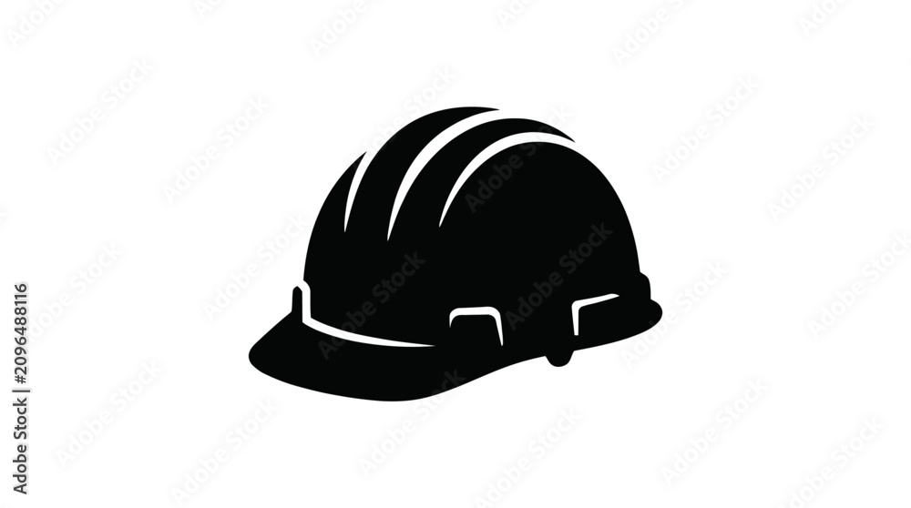 Fototapeta premium Black and white vector illustration of a construction safety helmet