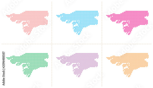 Foto Guinea bissau map outline vector illustration with multiple decorative colored shape fills