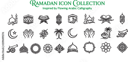 Bild auf Leinwand Beautiful mosque with detailed design, capturing spiritual and cultural ambiance in warm light vector icon set