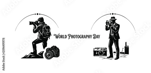 Cuadro en lienzo World photography day illustration modern vintage photographer concepts