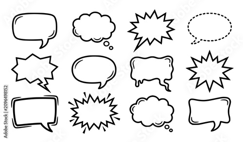 Принти на полотні Comic book speech bubble vector set with cartoon explosion thought clouds and co