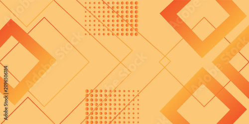 Fotografía Abstract orange geometric background with diamond shapes and halftone dots