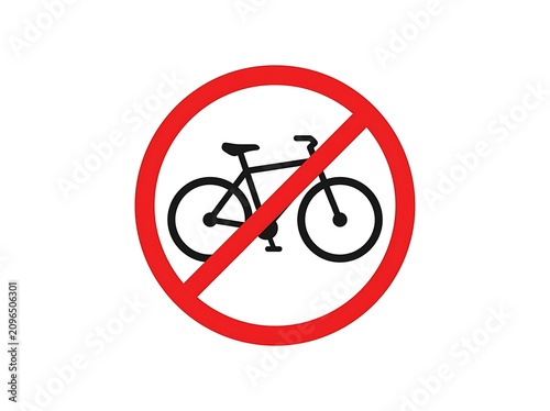 No bicycles allowed sign. Prohibited cycling traffic warning symbol.