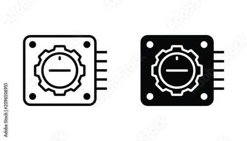 Foto Rotary switch vector icon isolated on white Black and white outline line art and