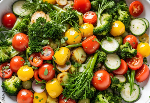 Close-up of mixed fried veg...