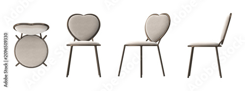 Konstfotografi Modern heart-shaped chair with elegant metal frame and neutral upholstery