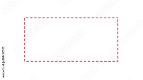 Dotted line rectangle frame animation on transparent background. Animation of a dotted line path from left to right point. border frame dotted line animation. 4k video with Alpha Channel.