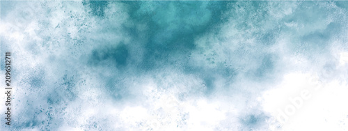 Bilde på lerret Abstract ethereal watercolor texture with swirling shades aqua white, evoking tranquil ocean mist or atmospheric phenomenon