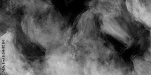 Konstfotografi Intricate white smoke patterns and swirling wisps isolated on a black background, creating a dramatic and artistic element for high-end graphic design work
