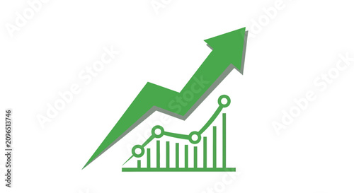 Fotografie Green arrow graph showing upward trend and growth.