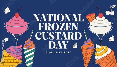 Tableau sur toile National frozen custard day celebration graphic with colorful ice cream treats