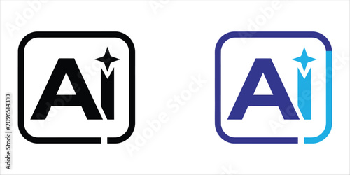 Ai logo design, artificial intelligence icon, letter a with star symbol, modern technology emblem