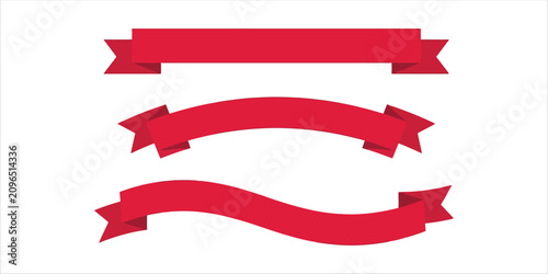 Set of three red ribbons
