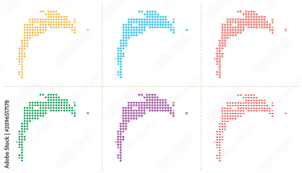 Fototapeta premium Antigua and barbuda vector map illustration set with beautiful repeating graphic patterns.
