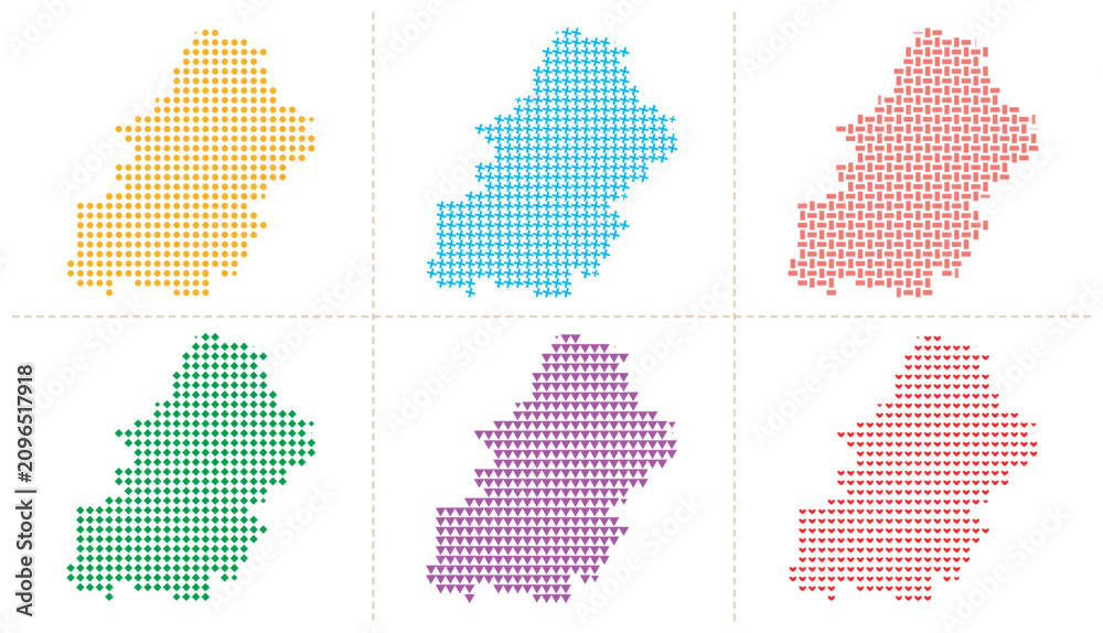 Obraz premium Zacatecas state map collection with unique patterns and colors vector illustration artwork.