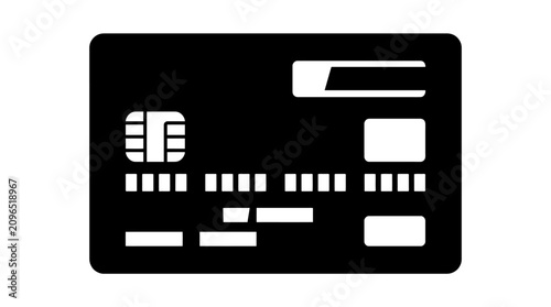 Fotografie Credit Card Silhouette On White Background Flat Graphic Design