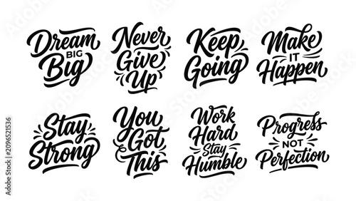 Foto Inspirational Handwritten Motivational Phrases with Creative Typography Design