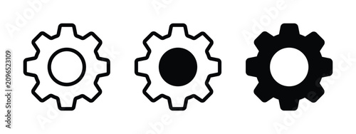 Set of gear and cog icons.