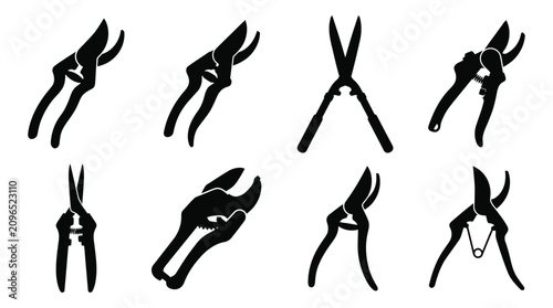 Foto Collection Of Pruning Shears In Black Silhouette
