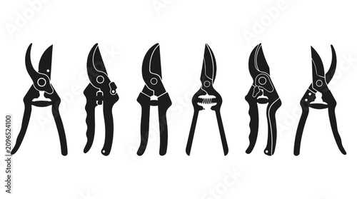 Canvastavla Variety Of Pruning Shears In Black Silhouette