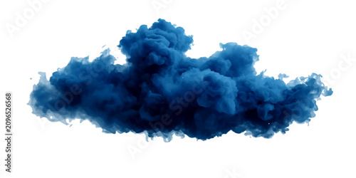 Fotografie Abstract deep blue smoke and ink cloud swirling in water with transparent background, creating a flowing fog mist texture, fluid pigment explosion and elegant artistic vapor effect