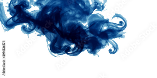 Canvas Print Abstract deep blue smoke and ink cloud swirling in water with transparent background, creating a flowing fog mist texture, fluid pigment explosion and elegant artistic vapor effect