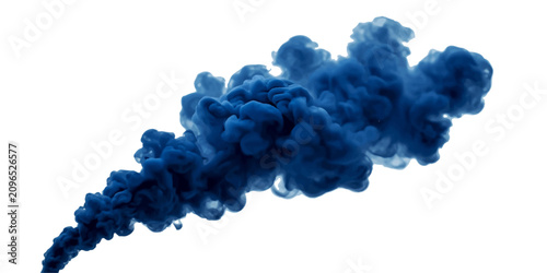 Obraz na płótnie Abstract deep blue swirling ink cloud with flowing smoke texture isolated on transparent background, featuring a dynamic liquid pigment explosion, soft fog mist and fluid artistic design