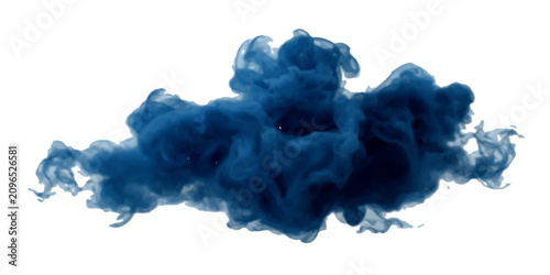 Cuadro en lienzo Abstract deep blue swirling ink cloud with flowing smoke texture isolated on transparent background, featuring a dynamic liquid pigment explosion, soft fog mist and fluid artistic design