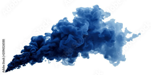 Bild auf Leinwand Abstract deep blue ink and smoke cloud isolated on transparent background with swirling water effect, flowing vapor texture, liquid pigment explosion and dynamic fluid abstract composition