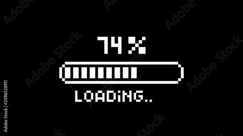 Pixel art loading bar. Pixelated progress bar movie. 4K animation in retro 8 bit arcade game style with alpha channel
