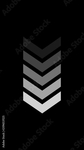Animation of swiping arrows pointing down. White arrows moving from top to bottom on transparent background