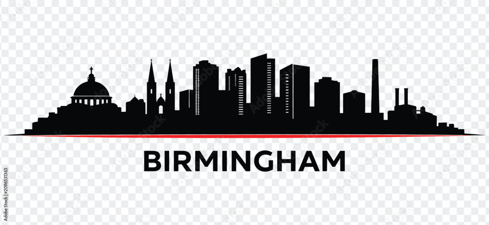 Obraz premium Birmingham city skyline silhouette vector illustration