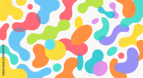 明るく軽やかなカラフルな有機的シェイプ：ポップでクリーンなデザイン背景　Bright and Airy Colorful Organic Shapes: Pop and Clean Design Background