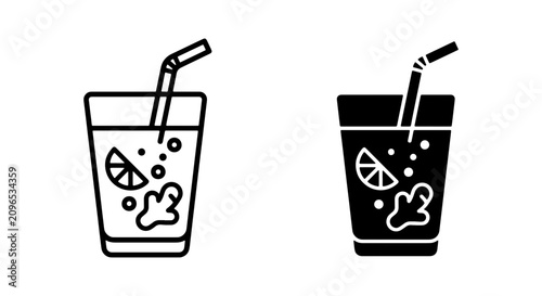 Tableau sur toile Refreshing Drink Icons, Lemonade Beverage Graphics, Summer Cocktail Vector Set,