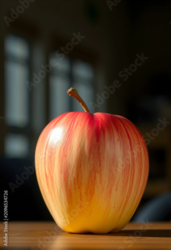 Close-up of a striped apple...