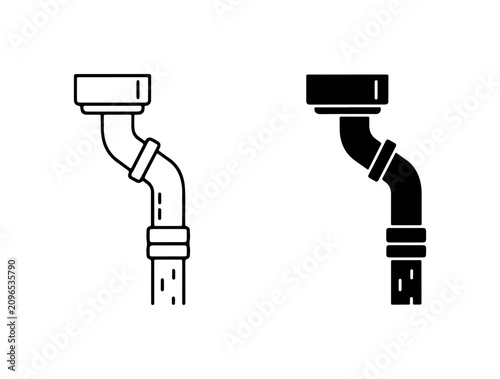 Cuadro en lienzo Plumbing Downpipe Icons, Drainage System Components, Water Pipe Fixtures, Buildi
