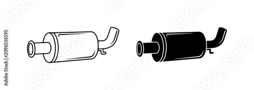 Photos Car Exhaust Muffler Icons, Automotive Part Vector Graphics, Black and White Silh