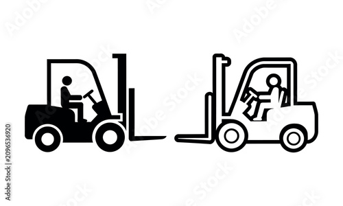 Forklift operator standing and sitting comparison illustration