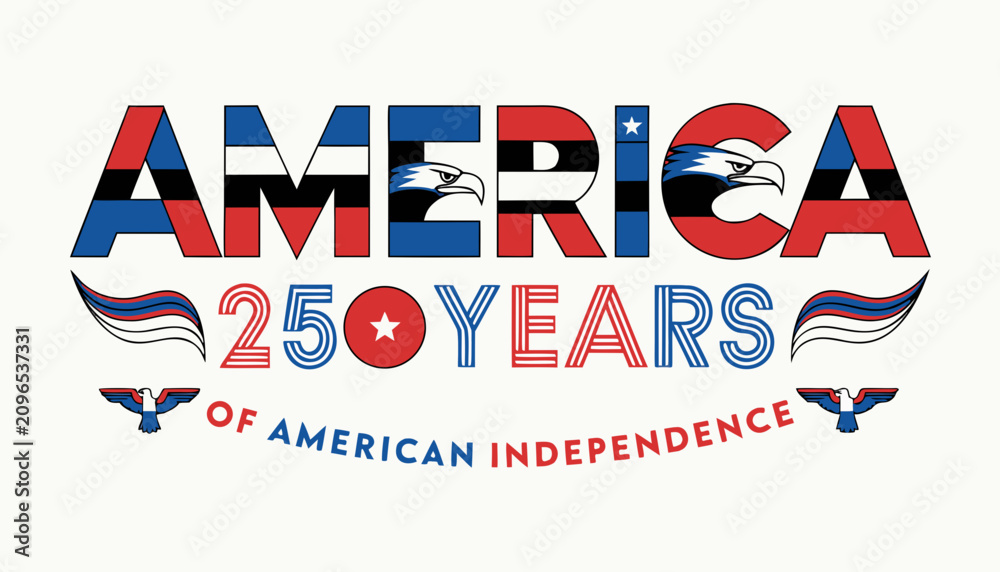 Obraz premium American Independence, 250 Years, Patriotic Logo, USA Anniversary, Vector Graphic