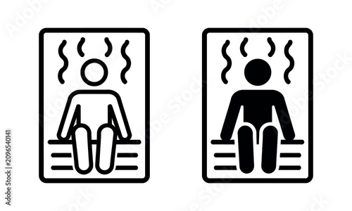 Принти на полотні Black and white sauna or steam bath icons with person sitting