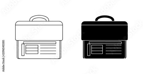 Принти на полотні Briefcase Icons, Black and White Business Luggage Vector Set, Professional Trave