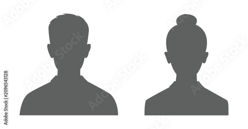 Schilderij op canvas Two human head silhouettes against a white background depicting a man and a woma