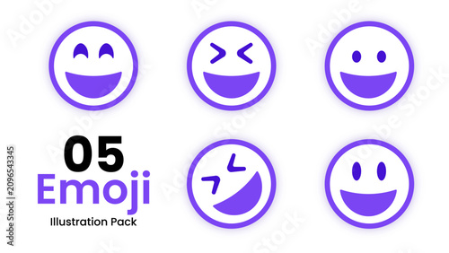 Modern Emoji Expression Collection, Purple Smiley Faces