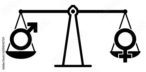 Bild auf Leinwand Scales of justice icon with male and female gender symbols symbolizing gender eq