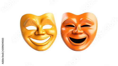 Happy and Sad Masks isolated on transparent white background
