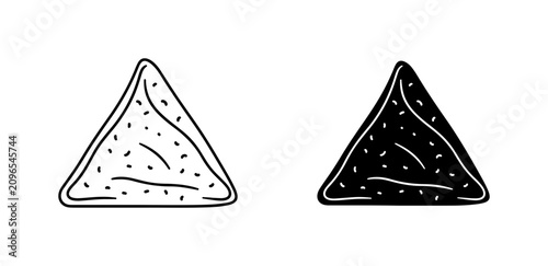 Bild auf Leinwand Triangle Food Icons, Hand-Drawn Snack Shapes, Simple Savory Vector Graphics